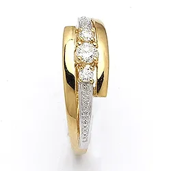 weißem Zirkon Ring aus 9 Karat Weißgold mit 9 Karat Gold