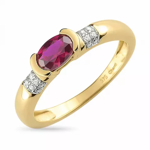 rotem Ring aus 9 Karat Gold mit Rhodium