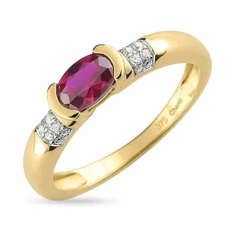 rotem Ring aus 9 Karat Gold mit Rhodium