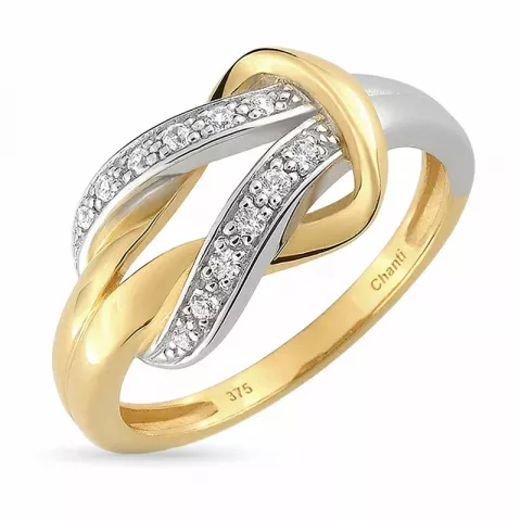 Zirkon Ring aus 9 Karat Gold mit Rhodium