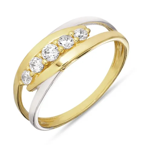 Zirkon Ring aus 9 Karat Gold mit 9 Karat Weißgold