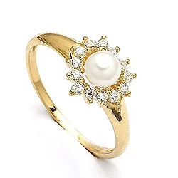Kollektionsmuster Perle Ring aus 9 Karat Gold