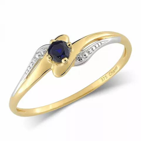 Blauem Ring aus 9 Karat Gold mit 9 Karat Weißgold