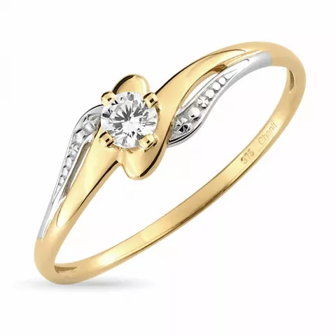 Eng weißem Zirkon Ring aus 9 Karat Gold mit 9 Karat Weißgold