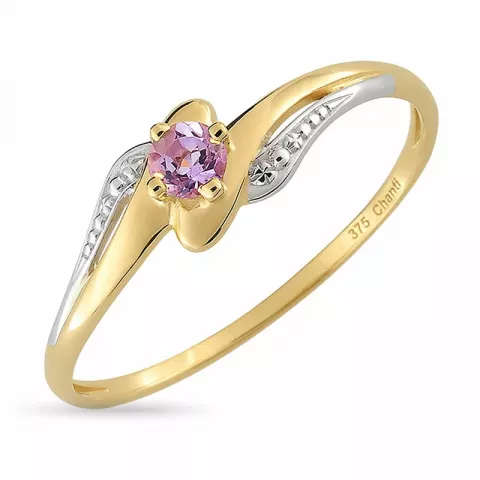 Echten violettem Amethyst Ring aus 9 Karat Gold mit 9 Karat Weißgold