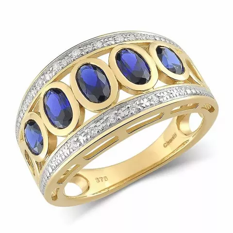 Gross abstraktem blauem Ring aus 9 Karat Gold