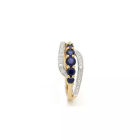 blauem Ring aus 9 Karat Gold mit Rhodium