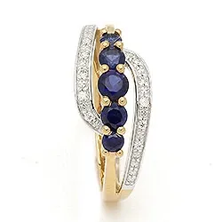 blauem Ring aus 9 Karat Gold mit Rhodium