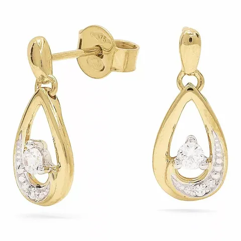 Tropfen Ohrstecker in 9 Karat Gold mit Rhodium mit