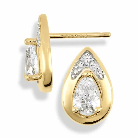 Tropfen Goldohrstecker in 9 Karat Gold mit Rhodium mit 