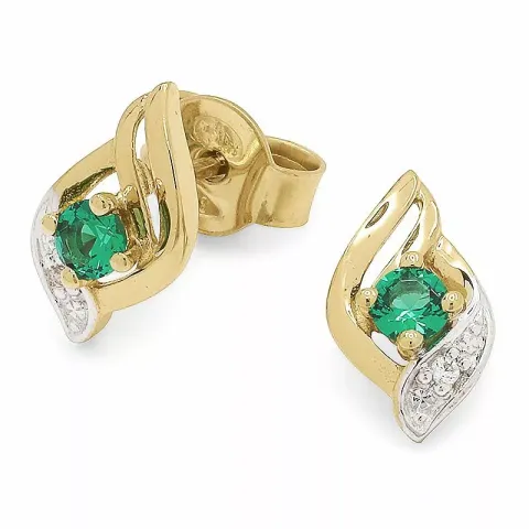 grünen Goldohrstecker in 9 Karat Gold mit Rhodium mit