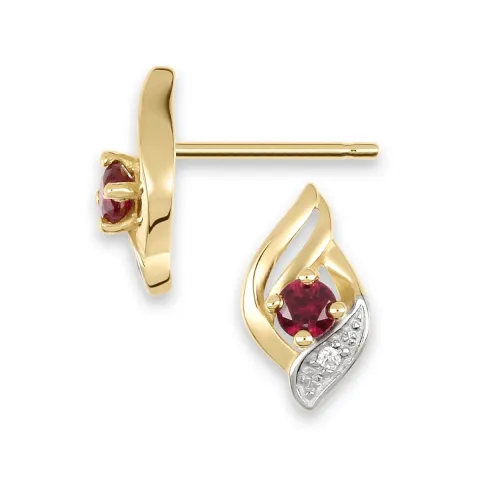 rotem Goldohrstecker in 9 Karat Gold mit Rhodium mit