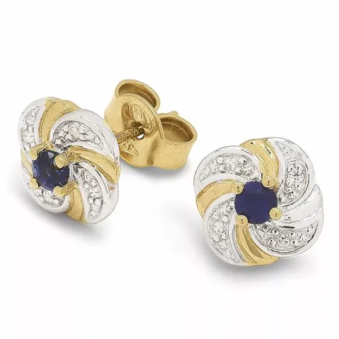 blauem Goldohrringe in 9 Karat Gold mit Rhodium mit