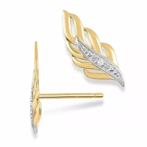 Feder Goldohrstecker in 9 Karat Gold mit Rhodium mit