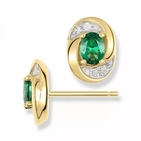 ovalen grünen Ohrringe in 9 Karat Gold mit Rhodium mit 