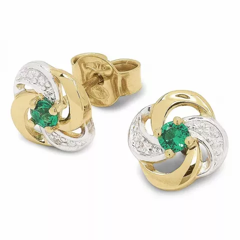 viereckigem grünen Ohrringe in 9 Karat Gold mit Rhodium mit 