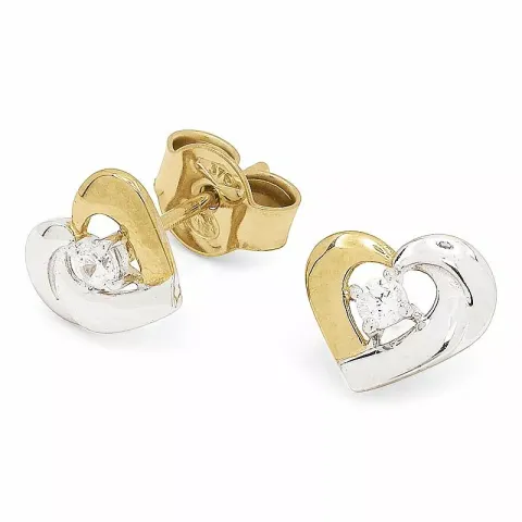 Herz Goldohrstecker in 9 Karat Gold mit Rhodium mit 