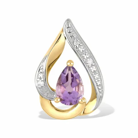 Tropfen Amethyst Anhänger aus 9 Karat Gold mit Rhodium