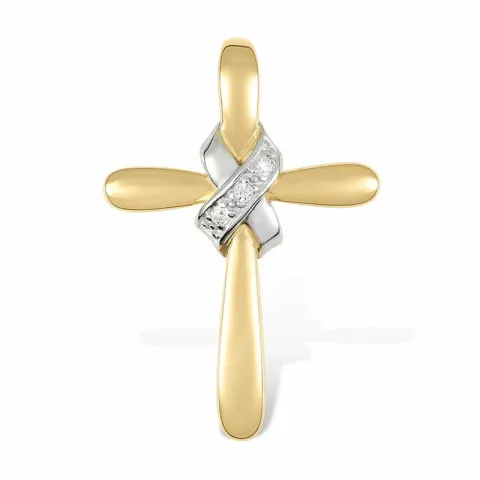 Kreuz Anhänger aus 9 Karat Gold mit Rhodium