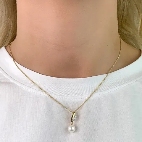 Perle Anhänger aus 9 Karat Gold mit Rhodium