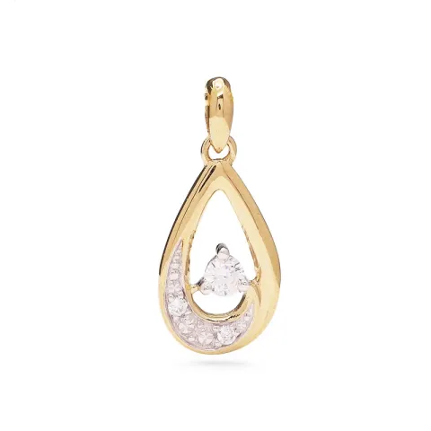 Tropfen Zirkon Anhänger aus 9 Karat Gold mit Rhodium