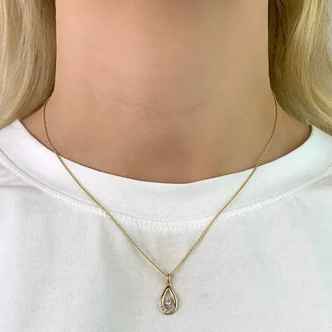 Tropfen Zirkon Anhänger aus 9 Karat Gold mit Rhodium