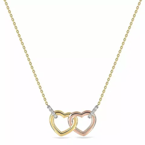 Doppeltes Herz Anhänger mit Halskette aus 9 Karat Gold mit Rhodium