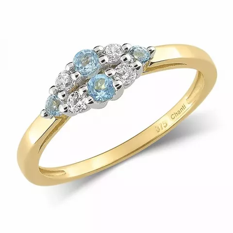 blauem Topas Ring aus 9 Karat Gold mit Rhodium