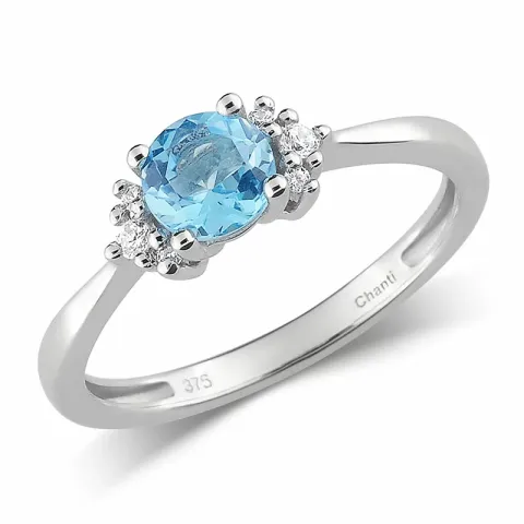 blauem Topas Ring aus 9 Karat Weißgold