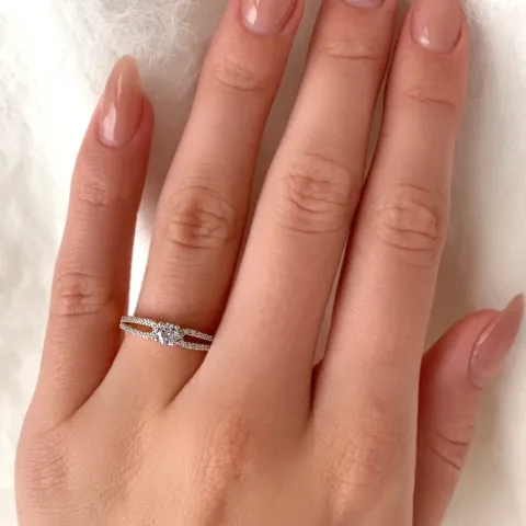 Elegant weißem Zirkon Ring aus 9 Karat Gold mit Rhodium