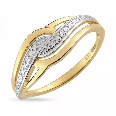 weißem Zirkon Ring aus 9 Karat Gold mit Rhodium