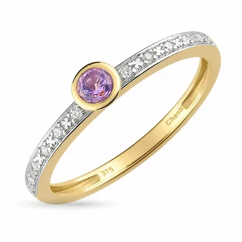 Eng violettem Amethyst Ring aus 9 Karat Gold mit Rhodium