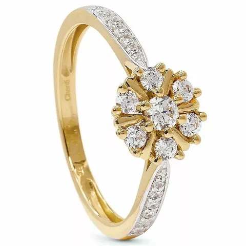 Blumen Zirkon Ring aus 9 Karat Gold mit Rhodium