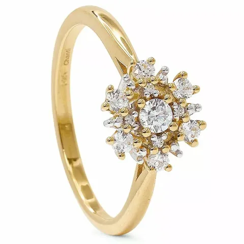 Blumen Zirkon Ring aus 9 Karat Gold mit Rhodium