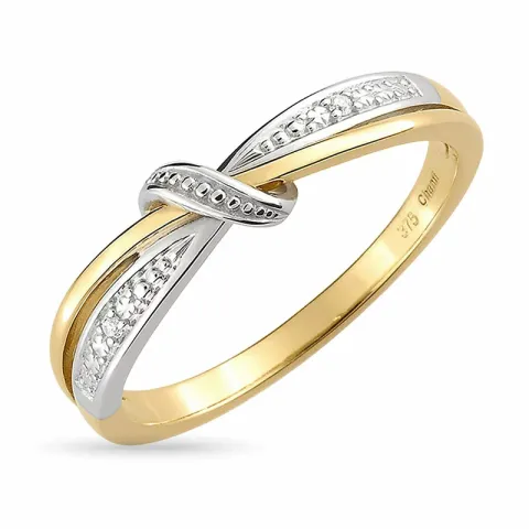 weißem Zirkon Gold Ring aus 9 Karat Gold mit Rhodium