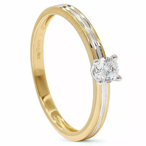 Zirkon Gold Ring aus 9 Karat Gold mit Rhodium