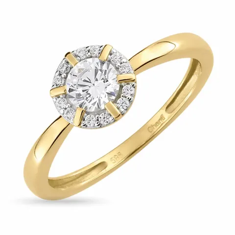 Blumen Zirkon Ring aus 9 Karat Gold mit Rhodium