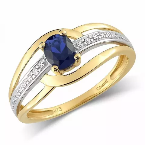 blauem Gold Ring aus 9 Karat Gold mit Rhodium