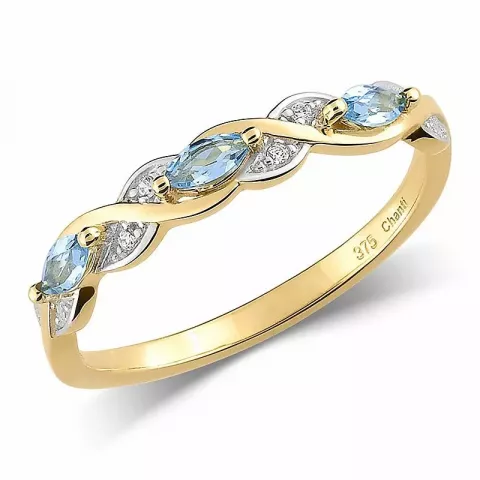 Eng blauem Topas Ring aus 9 Karat Gold mit Rhodium