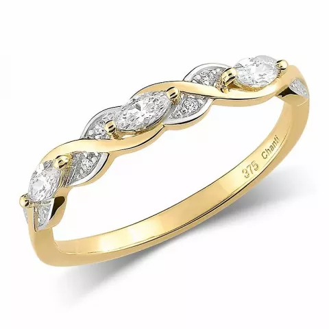 Eng weißem Zirkon Ring aus 9 Karat Gold mit Rhodium