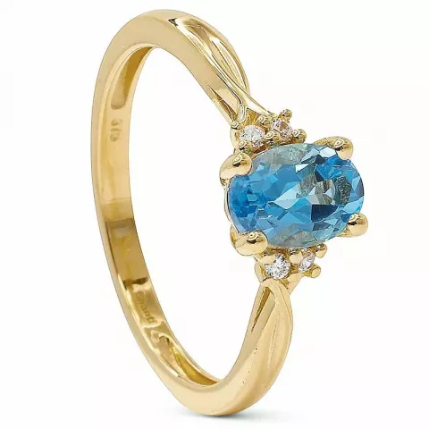 ovaler blauem Topas Ring aus 9 Karat Gold