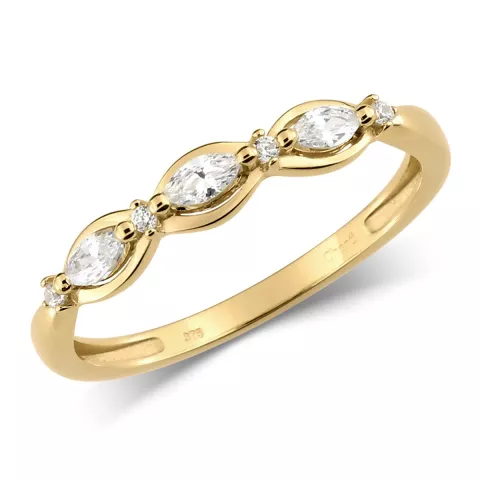 Einfacher weißem Zirkon Ring aus 9 Karat Gold