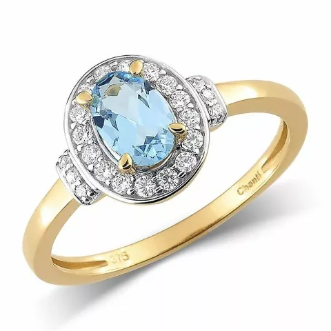 ovaler Topas Gold Ring aus 9 Karat Gold mit Rhodium