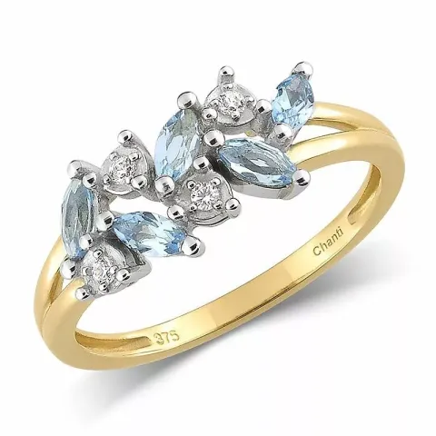 blauem Topas Ring aus 9 Karat Gold mit Rhodium