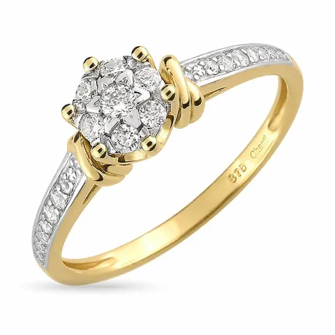 Elegant weißem Zirkon Gold Ring aus 9 Karat Gold mit Rhodium