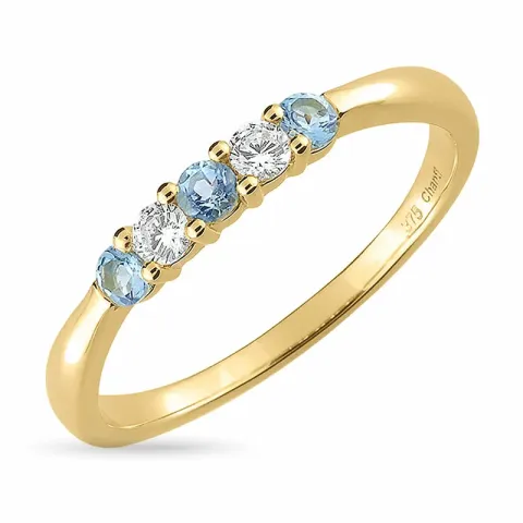 Elegant blauem Topas Memoirering aus 9 Karat Gold