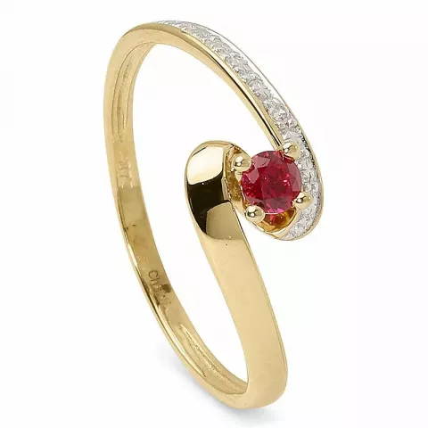 Elegant rotem Ring aus 9 Karat Gold mit Rhodium