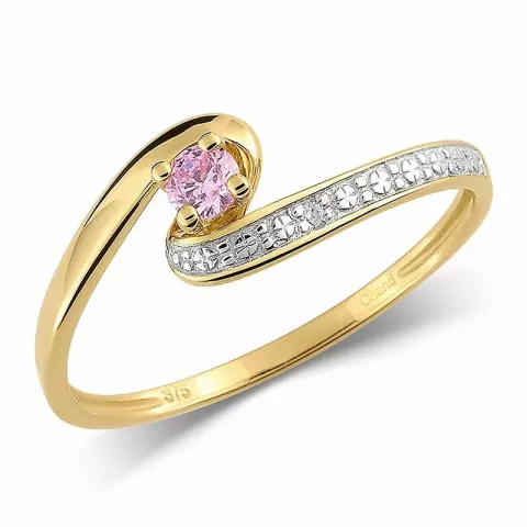 rosa Zirkon Ring aus 9 Karat Gold mit Rhodium