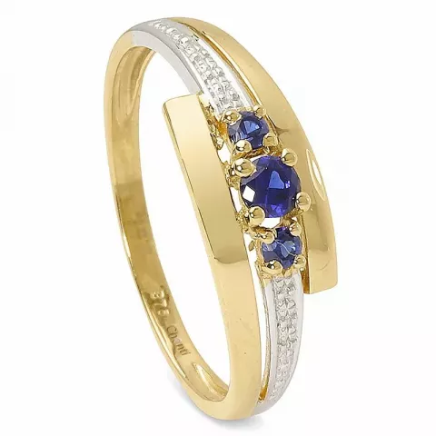 Elegant blauem Ring aus 9 Karat Gold mit Rhodium
