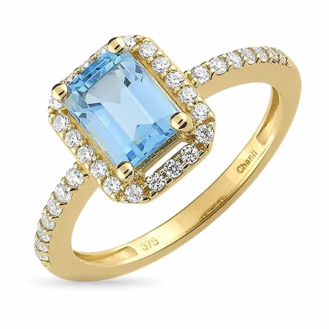 Gross blauem Topas Ring aus 9 Karat Gold